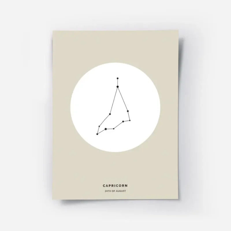 affiche capricorne beige avec illustration noire de la constellation et texte ty.webp