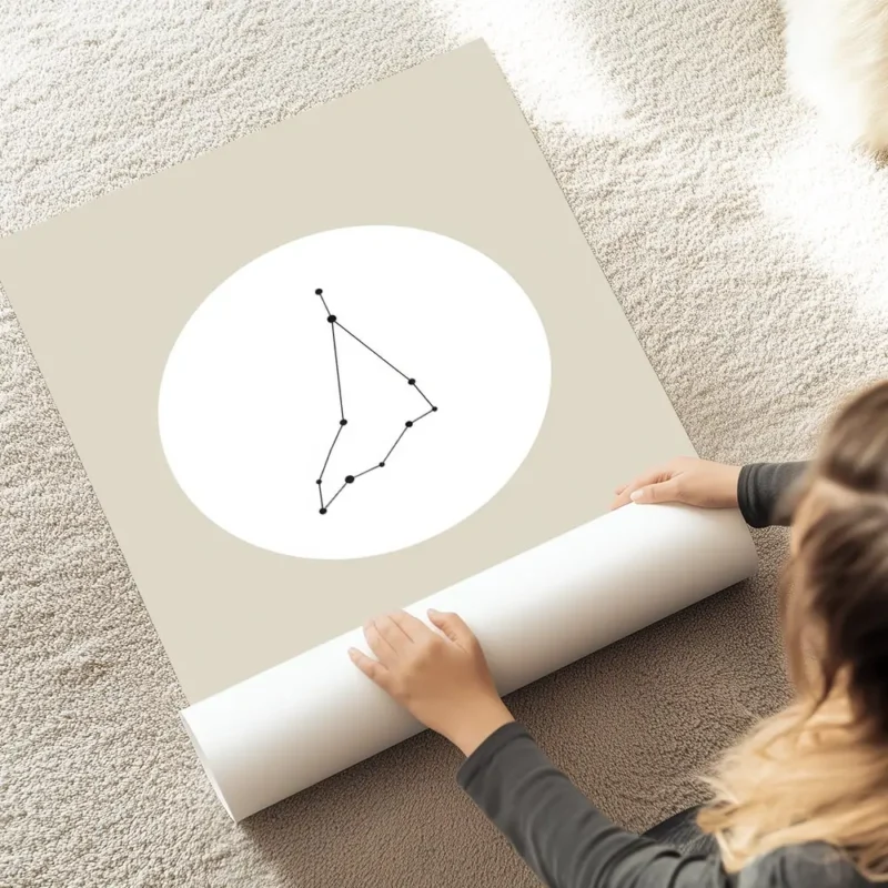 affiche capricorne beige avec illustration noire de la constellation et texte ty au sol.webp
