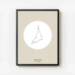 affiche capricorne beige avec illustration noire de la constellation et texte ty avec cadre.webp