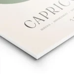 affiche capricorne personnalisee avec un globe bleu marine et vert texte et symb lightpanel.webp
