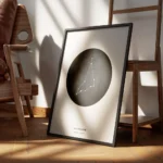 affiche capricorne personnalisee illustration du signe astrologique noir et blan encadre.webp