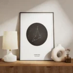 affiche capricorne personnalisee illustration du signe astrologique noir et blan meuble.webp