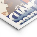 affiche chamonix vintage avec skis rouges croises devant une montagne enneigee a lightpanel.webp