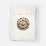affiche champagne avec bouton en or et texte press for champagne sur un fond bei.webp