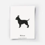 affiche chihuahua noir sur fond gris typographie milton.webp