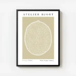 affiche citron decoratif illustration de citron avec des lignes blanches sur fon avec cadre.webp