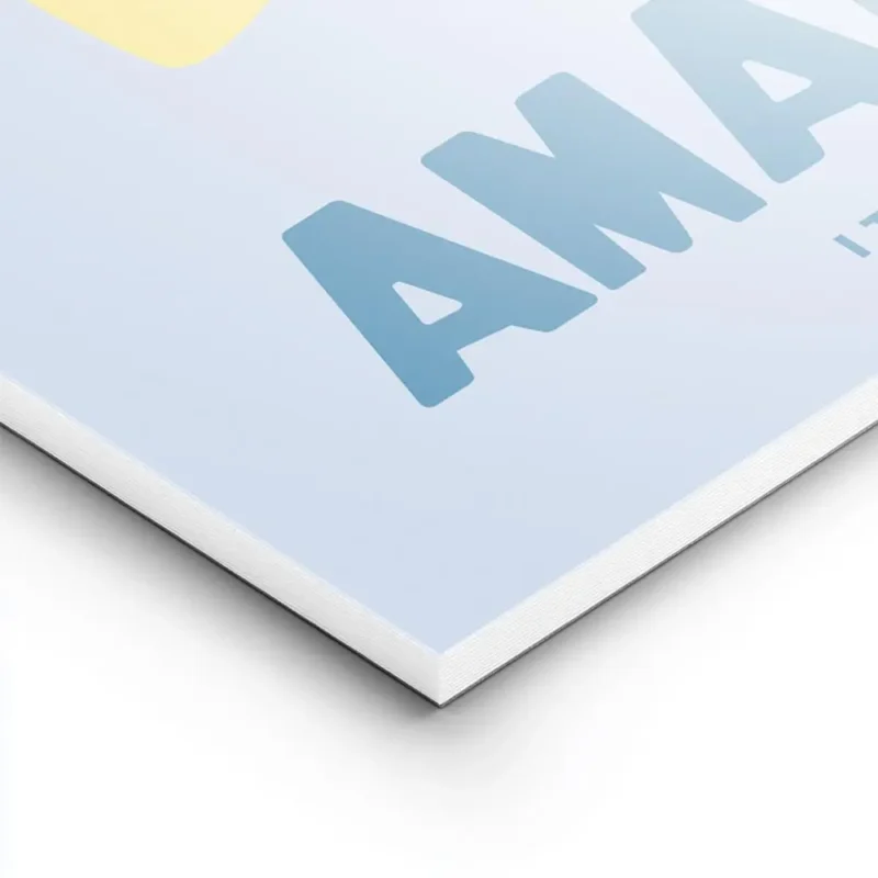 affiche citron jaune et bleu texte amalfi en typographie bleue lightpanel.webp