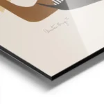 affiche collage de formes geometriques courbes aux couleurs terreuses et bleues aluminium.webp