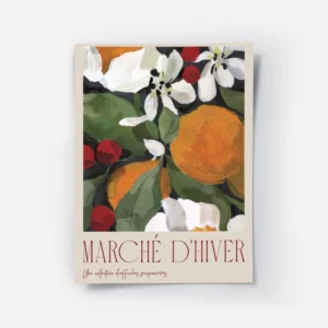 affiche coloree a la typographie marche dhiver avec des fleurs blanches feuilles.webp