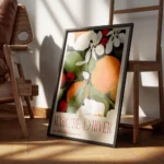 affiche coloree a la typographie marche dhiver avec des fleurs blanches feuilles encadre.webp
