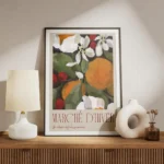 affiche coloree a la typographie marche dhiver avec des fleurs blanches feuilles meuble.webp