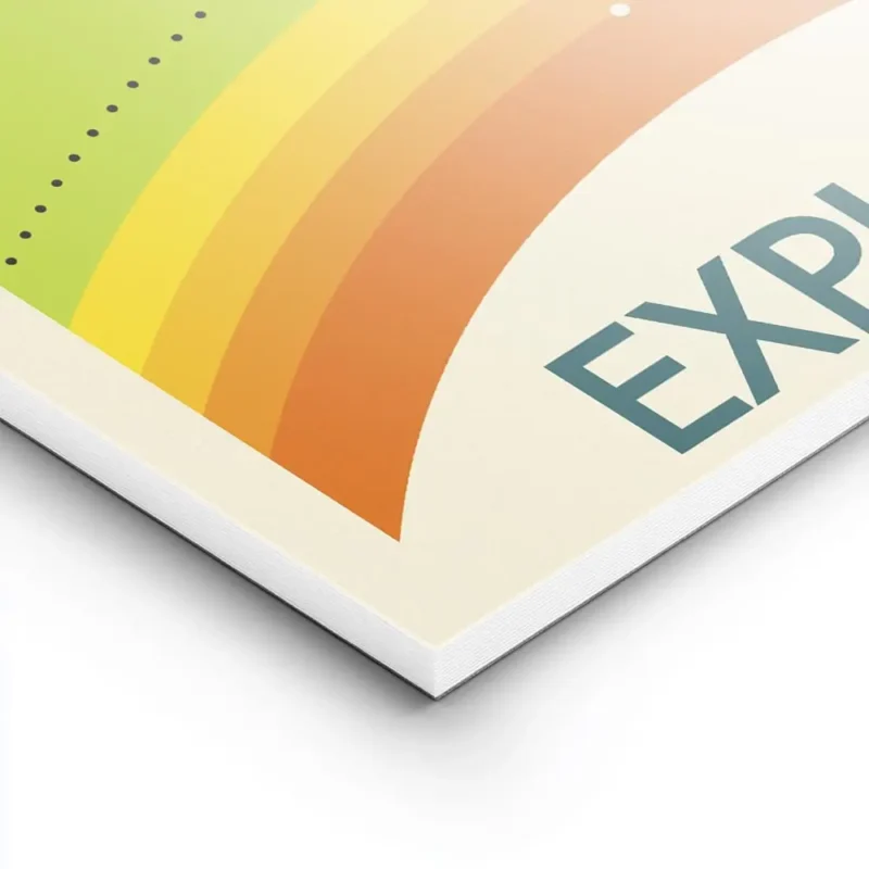 affiche coloree de planetes alignees sur un arc en ciel avec le mot explore en b lightpanel.webp