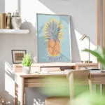 affiche coloree dun ananas stylise avec des etoiles sur fond bleu typographie fi bureau.webp
