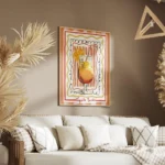 affiche coloree dun cocktail tequila sunrise avec degrade orange et jaune paille salon.webp