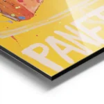 affiche coloree dun panettone sur un fond jaune vif avec le mot panettone en typ aluminium.webp