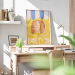 affiche coloree dun panettone sur un fond jaune vif avec le mot panettone en typ bureau.webp