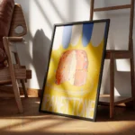 affiche coloree dun panettone sur un fond jaune vif avec le mot panettone en typ encadre.webp