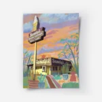 affiche coloree dun restaurant sandys a austin avec des tons vifs et des details.webp