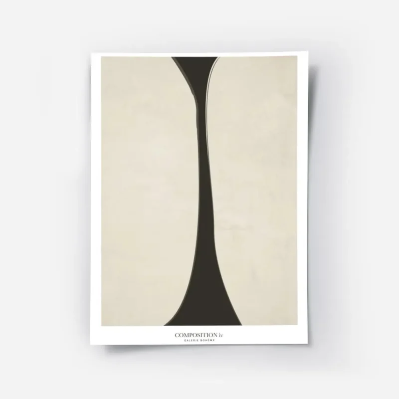 affiche composition iv avec formes organiques noires sur fond beige style art ab.webp