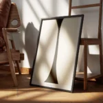 affiche composition iv avec formes organiques noires sur fond beige style art ab encadre.webp