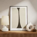 affiche composition iv avec formes organiques noires sur fond beige style art ab meuble.webp