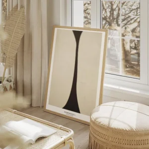 affiche composition iv avec formes organiques noires sur fond beige style art ab salon beige.webp