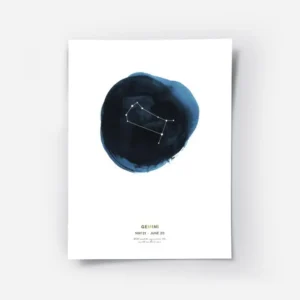 affiche constellation gemeaux avec un cercle bleu en arriere plan et du texte do.webp