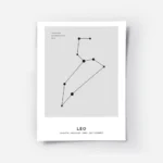 affiche constellation lion noire sur fond gris avec typographie personnalisee.webp
