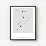 affiche constellation lion noire sur fond gris avec typographie personnalisee avec cadre.webp