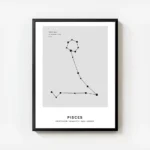 affiche constellation poissons grise avec typographie noire et texte personnalis avec cadre.webp