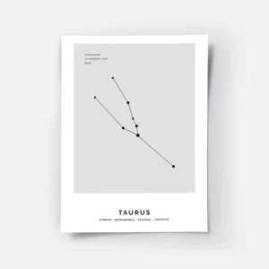 affiche constellation taureau grise personnalisee illustration dun signe taureau.webp