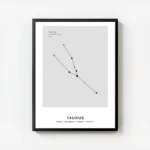 affiche constellation taureau grise personnalisee illustration dun signe taureau avec cadre.webp