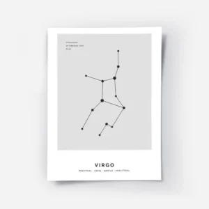 affiche constellation vierge grise typographie noire personnalisable.webp