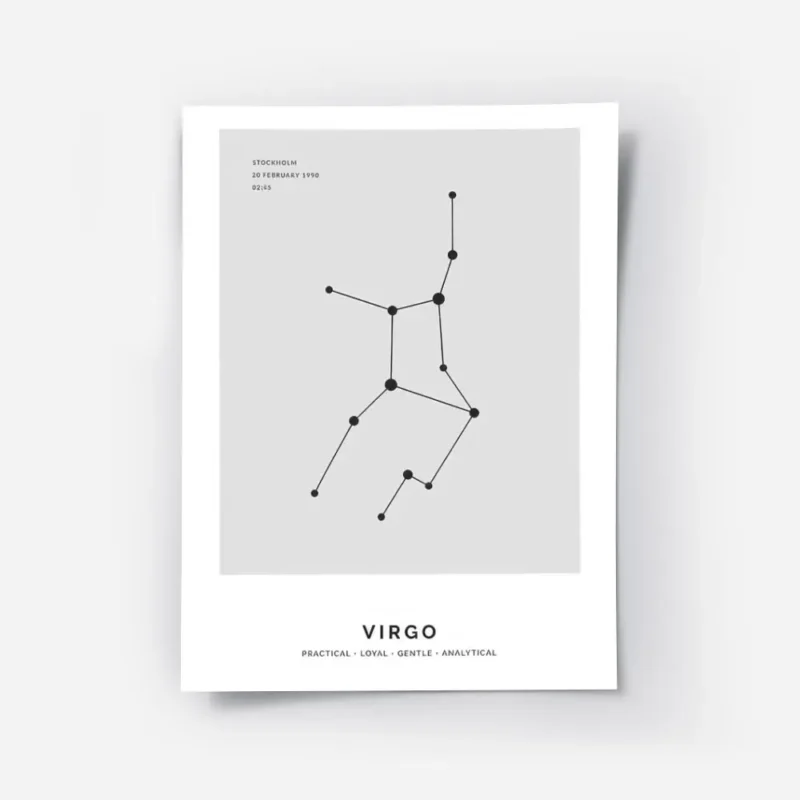 affiche constellation vierge grise typographie noire personnalisable.webp