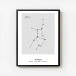 affiche constellation vierge grise typographie noire personnalisable avec cadre.webp