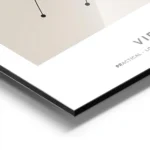 affiche constellation vierge noire sur fond beige avec typographie en haut et en aluminium.webp
