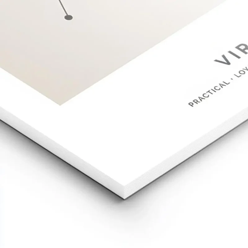 affiche constellation vierge noire sur fond beige avec typographie en haut et en lightpanel.webp