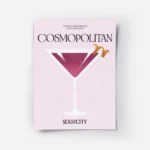 affiche cosmopolitan rose clair avec un verre a cocktail et une ecorce dorange t.webp