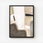 affiche dabstraction geometrique aux larges coups de pinceau tons doux de beige avec cadre.webp