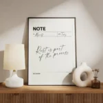 affiche daily reminder avec typographie noire sur fond clair texte rest is part meuble.webp