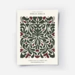 affiche dalecarlia avec motif abstrait floral rouge et vert typographie memories.webp
