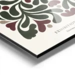 affiche dalecarlia avec motif abstrait floral rouge et vert typographie memories aluminium.webp