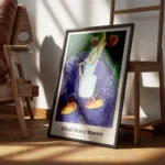 affiche dalfred henry maurer tulipes rouges dans un vase turquoise sur une table encadre.webp