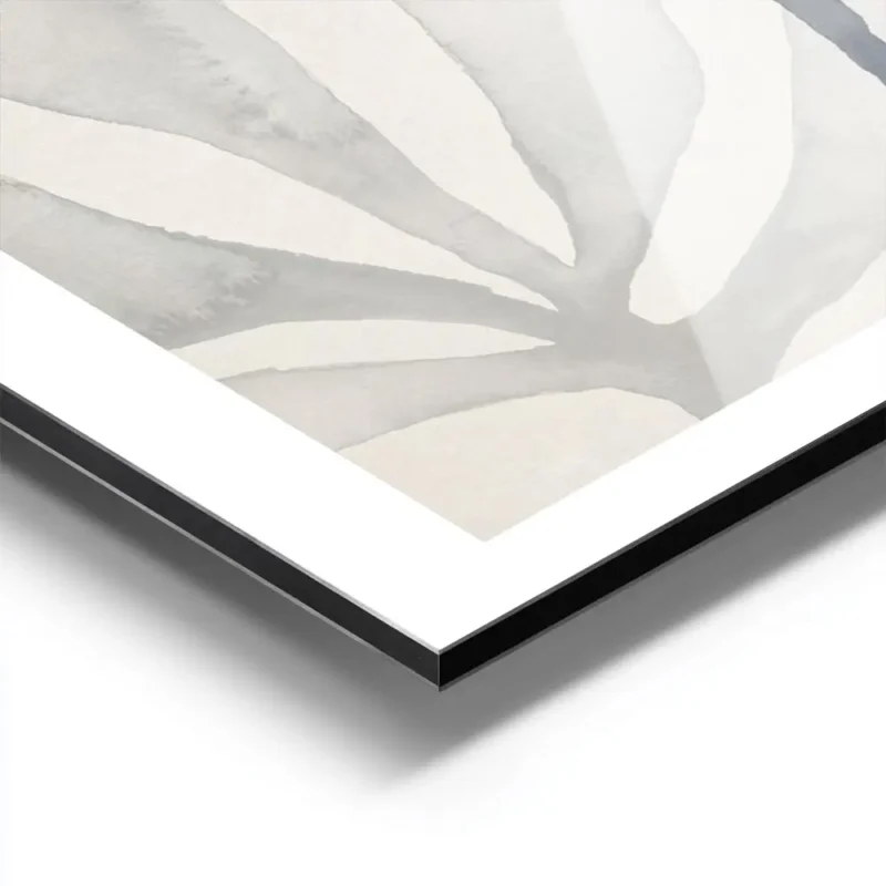affiche dalgues abstraites a laquarelle avec des formes grises et une algue bleu aluminium.webp