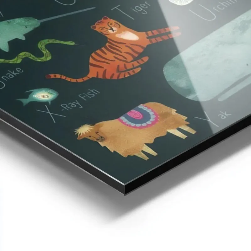 affiche dalphabet animalier avec des illustrations colorees danimaux varies sur aluminium.webp
