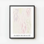 affiche dames de beaute illustration de corps feminins aux lignes epurees en cou avec cadre.webp