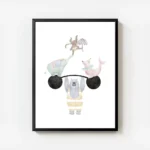affiche danimaux de cirque aux couleurs pastel ours elephant phoque et singe avec cadre.webp