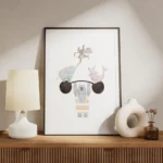 affiche danimaux de cirque aux couleurs pastel ours elephant phoque et singe meuble.webp