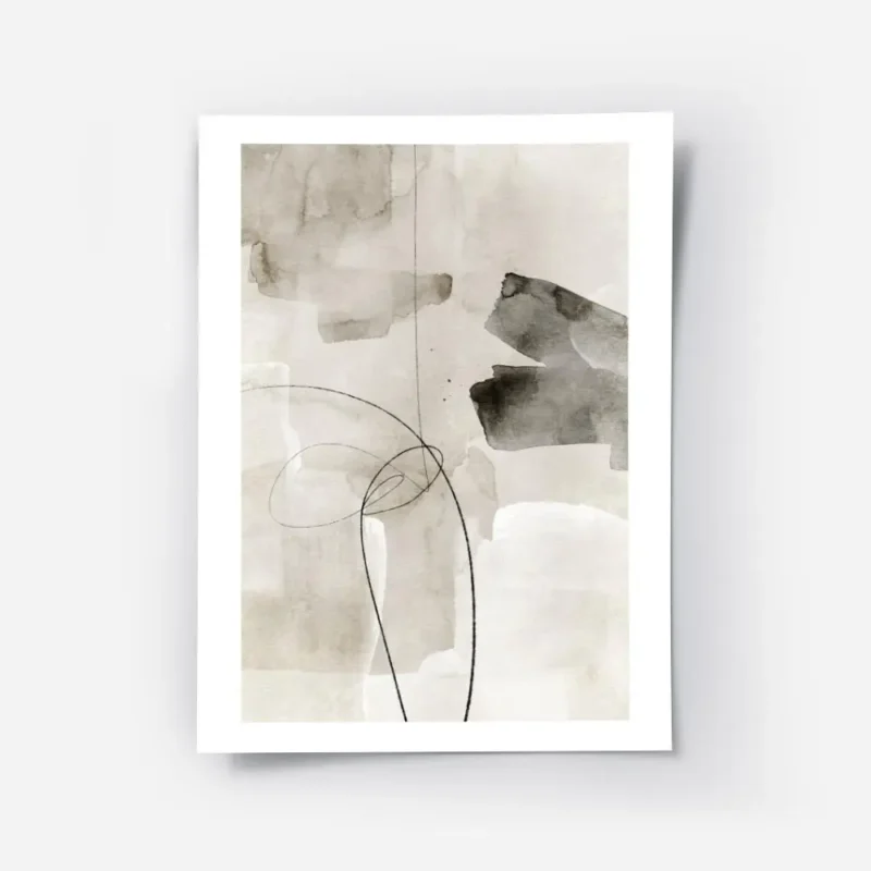 affiche daquarelle abstraite avec des formes et des lignes aux couleurs terreuse.webp