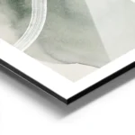 affiche daquarelle abstraite avec des formes vertes et beiges et des coups de pi aluminium.webp